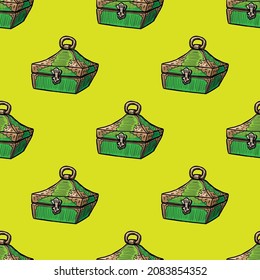 Seamless pattern of treasure chests vector illustration