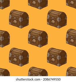 Seamless pattern of treasure chests vector illustration