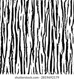 Seamless pattern, tree bark texture, rough vector background, black and white