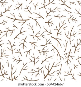 Seamless pattern with tree branch silhouettes over white background. Vector illustration