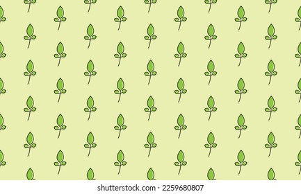 Seamless pattern tree branch with three leaves. Poster, banner, card, background. Eps 10.