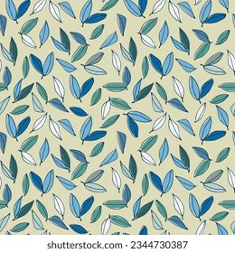 Seamless pattern with tree branches and leaves for surface design and other design projects. modern trend drawing in line art style