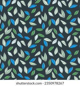 Seamless pattern with tree branches and leaves for surface design and other design projects. modern trend drawing in line art style