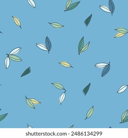 Seamless pattern with tree branches and leaves for textile design, home decor, social media, posters. modern trend drawing in line art style