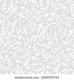 Seamless pattern with tree branches and leaves for surface design and other design projects. modern trend drawing in line art style