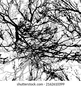 Seamless pattern of tree branches. Vector illustration