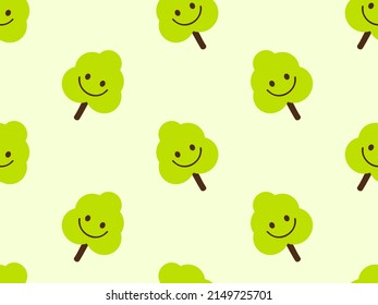 Patrón sin inconvenientes con dibujos de árbol sobre la ilustración vectorial de fondo verde. 