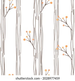 Seamless pattern with tree forest on white background vector illustration. Repeating nature wallpaper.