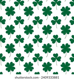 Seamless pattern of tree and four leaf clover. Design concept for St. Patrick greetings backdrop 