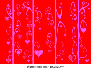 Seamless pattern with Tree and Heart. Valentine. Love.