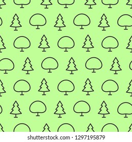 seamless pattern of tree line style on green background for natural product store, garden, nature cosmetics, ecology company, naturally firm, organic shop, alternative medicine, green unity, farming