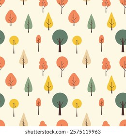 Seamless Pattern Tree Playful Elements 