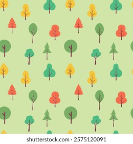 Seamless Pattern Tree Playful Elements 