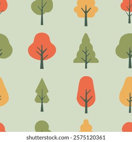 Seamless Pattern Tree Playful Elements 