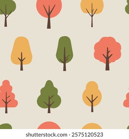 Seamless Pattern Tree Playful Elements 