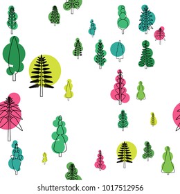 seamless pattern of tree silhouettes
