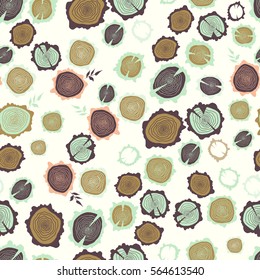 Seamless pattern with tree trunk on light background. Vector hand drawn illustration.