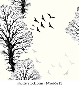 Seamless pattern with trees