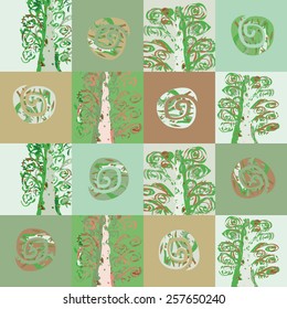 Seamless pattern with trees