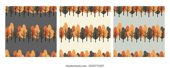 Seamless pattern with trees. Autumn