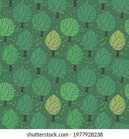 Seamless pattern of trees. Botanical bright and stylish background.