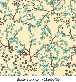 Seamless pattern with trees and branches