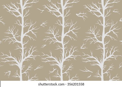 Seamless pattern of trees and branches. Vector illustration