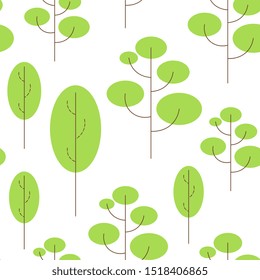 Seamless pattern with trees collection. Background with green plants, forest. Trees concept. Vector illustration