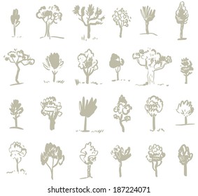 Seamless pattern with trees. Doodles. Forest background. Vector.