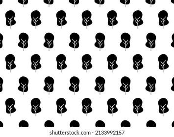 Seamless pattern trees icon on white background. Abstract background.