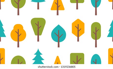 Seamless pattern with trees. isolated on white background