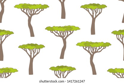 Seamless pattern with trees. isolated on white background