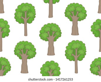Seamless pattern with trees. isolated on white background