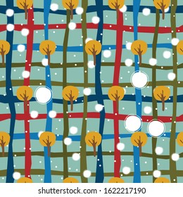 seamless pattern with trees, lovely stripes
