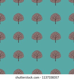 Seamless pattern with trees on a blue background.