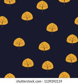 Seamless pattern with trees on a blue background.