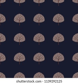Seamless pattern with trees on a blue background.