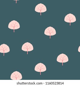 Seamless pattern with trees on a blue background.