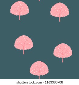 Seamless pattern with trees on a blue background.