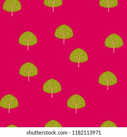 Seamless pattern with trees on a blue background.