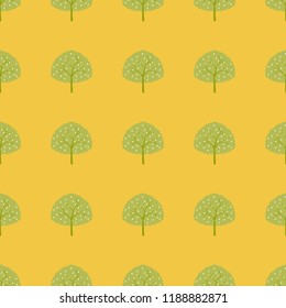 Seamless pattern with trees on a blue background.