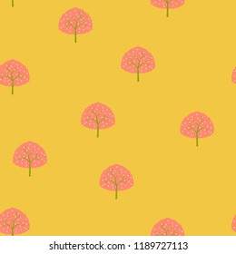 Seamless pattern with trees on a blue background.