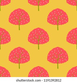 Seamless pattern with trees on a blue background.