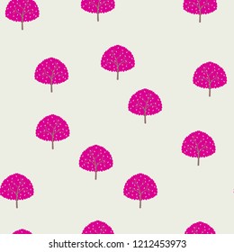 Seamless pattern with trees on a blue background.