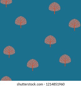 Seamless pattern with trees on a blue background.