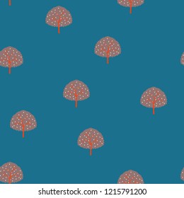 Seamless pattern with trees on a blue background.
