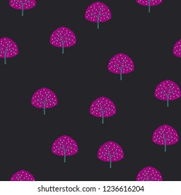 Seamless pattern with trees on a blue background.