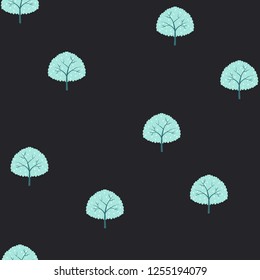 Seamless pattern with trees on a blue background.