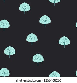 Seamless pattern with trees on a blue background.