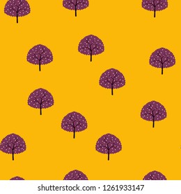 Seamless pattern with trees on a blue background.